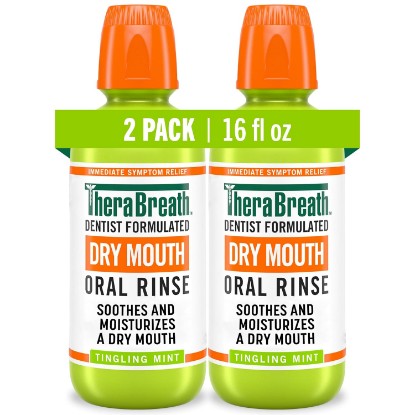 Picture of TheraBreath Dry Mouth Oral Rinse, Tingling Mint, Dentist Formulated, 16 Fl Oz (2-Pack)