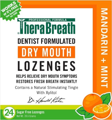 Picture of TheraBreath Dry Mouth Dentist Formulated Sugar-Free Lozenges, Mandarin Mint, 24 Count