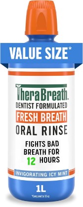 Picture of TheraBreath Fresh Breath Oral Rinse, Invigorating ICY Mint Flavor, Dentist Formulated and ADA-Accepted Mouthwash pH-Balanced, Alcohol Free & Non-Burning, 1 Liter