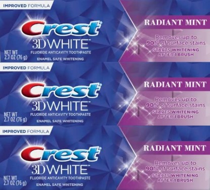 Picture of Crest 3D White Toothpaste Radiant Mint, 2.7 Oz (76g) - Pack of 3