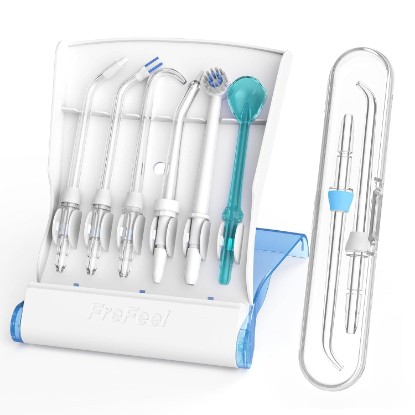 Picture of Replacement Heads for Waterpik, Replacement Tips for Waterpik Water Flosser | 8 Tips Combo + Storage Case + Travel Case, Replacement Picks for Water Pik Water Flosser