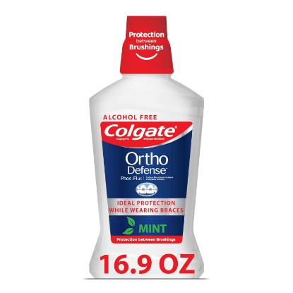 Picture of Colgate Ortho Defense Phos-Flur Fluoride Mouthwash for Braces, 16.9 fl oz | Enamel Repair and Reduce White Spots, Alcohol Free Oral Rinse, Orthodontist Recommended, ADA Accepted, Mint Flavor