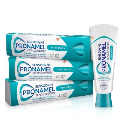 Picture of SENSODYNE PRONAMEL Fresh Breath Enamel Toothpaste for Sensitive Teeth, to Reharden and Strengthen Enamel, Fresh Wave - 4 Ounces (Pack of 3)