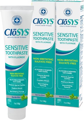Picture of CloSYS SLS Free Toothpaste with Fluoride, 7 Ounce, 2 Pack, Gentle Mint | Sulfate Free, Sensitive Toothpaste Whitening