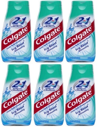Picture of Colgate 2 in 1 Toothpaste Mouthwash Whitening 4.6 Tubes, Icy Blast, 27.6 Oz, Pack of 6
