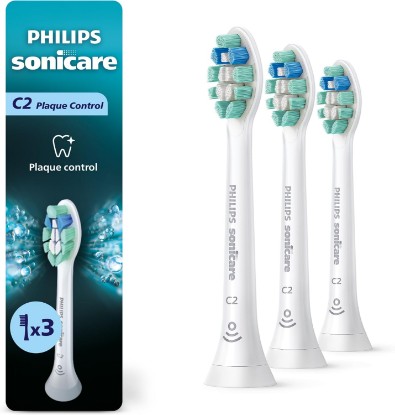 Picture of Philips Sonicare C2 Brush Heads, 3-Pack, 9 Month Supply, White | 700% More Plaque Removal¹, BrushSync Reminder, Up To 62,000 Bristle Movements Per Min, HX9023/65