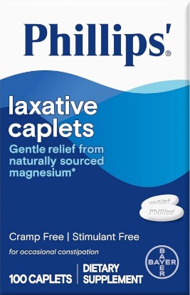 Picture of Phillips' Laxative Caplets, With Naturally Sourced Magnesium Supplement for Gentle Relief of Occasional Constipation, Cramp and Stimulant Free Laxatives, 100 Caplets