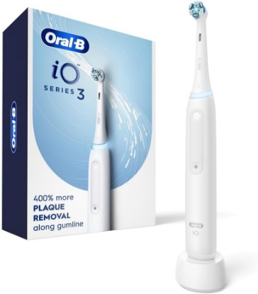 Picture of Oral-B Rechargeable Electric Toothbrush, iO3 Clean & Protect, 3 Cleaning Modes, Visible Pressure Sensor, White