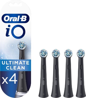 Picture of Oral-B iO Ultimate Clean Replacement Brush Heads, Advanced Deep Cleaning, Black, Pack of 4 | Fits Oral-B iO Series handles only (iO 2, 3, 4, 5, 6, 7, 8, 9, 10); not compatible with non-iO Oral-B handles GreenCircle Certified: Certified Environmental Facts Label