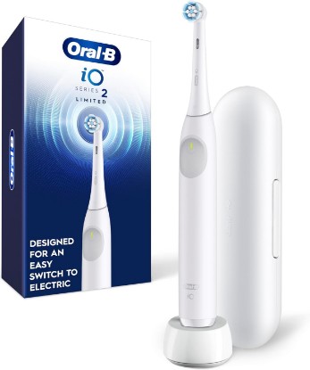 Picture of Oral-B Rechargeable Electric Toothbrush, iO Limited Simple Clean, 3 Cleaning Modes, Automatic Pressure Sensor to Protect Gums, Travel Case, White