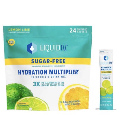 Picture of Liquid I.V. Sugar-Free Hydration Multiplier - Lemon Lime – Hydration Powder Packets, Electrolyte Drink Mix, Easy Open Single-Serving Stick Non-GMO 24 Sticks + 1-0.45 green grape sugar free