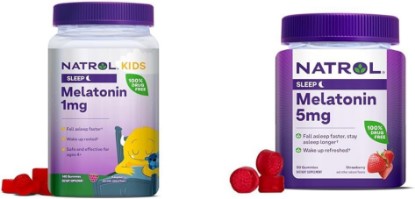 Picture of Natrol Kids Melatonin 1mg 140 Berry Gummies & Adults Melatonin 5mg 90 Strawberry Gummies Sleep Aid
