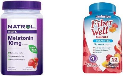 Picture of Natrol Melatonin Gummies 140ct & Vitafusion Fiber Gummies 90ct Bundle, Sleep & Digestive Support