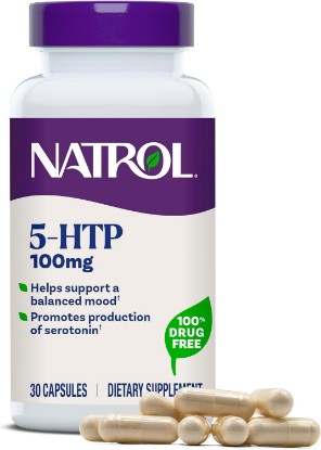 Picture of Natrol 5-HTP 100 mg, for a Balanced Mood, 30 Capsules | Promotes the Production of Serotonin, 100% Drug-Free, Non-Habit Forming
