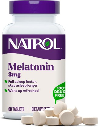 Picture of Natrol Melatonin 3 mg Tablets, Nighttime Sleep Aids for Adults, 60 Tablets | 100% Drug-Free, Non-Habit Forming, For Occasional Sleeplessness, Supports Circadian Rhythm