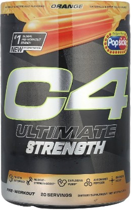Picture of Cellucor C4 Ultimate Strength Pre Workout Powder - Tri-Stim Experience 300mg Caffeine+TeaCrine+Dynamine - Creatine & Beta-Alanine - Energy Supplement for Men & Women - Orange Popsicle, 20 Servings