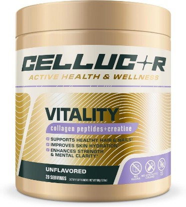 Picture of Cellucor Vitality Creatine + Collagen, Beauty & Strength Support, 20 Serv | Clinically studied Verisol collagen peptides support healthy hair, nails and skin hydration.