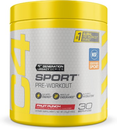 Picture of Cellucor C4 Sport Pre Workout Powder Fruit Punch - NSF Certified for Sport | 30 Servings, Packaging may vary. | Zero sugar, creatine monohydrate, and CarnoSyn beta-alanine for energy and endurance.