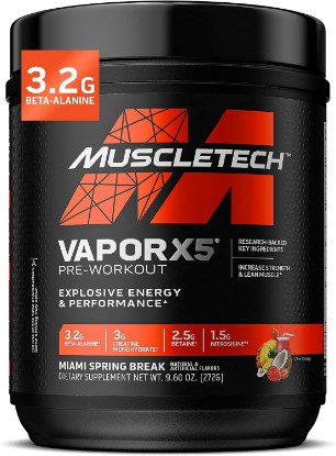 Picture of MuscleTech Pre-Workout Powder, Vapor X5 - Miami Spring Break, 272g | Sports Nutrition Muscle Building Supplements for Women & Men - Intense Muscle Pump Energy Powder Drink Mix (30 Servings)
