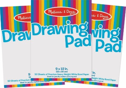 Picture of Melissa & Doug Drawing Paper, Sketch Pad, 3-Pack Bundle for Coloring, Writing or Painting (9 x 12 inches) - 50 Sheets Each, Kids Drawing Pad & Art Supplies for Kids Ages 3+ - FSC Certified | 3 Drawing Pads, 150 Sheets, Heavyweight Bond Paper, White, Sketching and Painting, Premium Art Supplies for Kids, Ages 3+