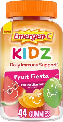Picture of Emergen-C Kidz Vitamin C 250mg Gummies, Immune Support, Fruit, 44 Gummies | B Vitamins for Energy, Gluten Free, Caffeine Free, Naturally Flavored, Kids Approved Gummies GreenCircle Certified: Certified Environmental Facts Label