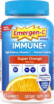 Picture of Emergen-C Immune+ Triple Action Immune Support Gummies, BetaVia (R), 1000mg Vitamin C, B Vitamins, Vitamin D and Antioxidants, Super Orange - 45 Count
