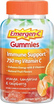 Picture of Emergen-C Vitamin C 750mg Immune Support Gummies, Mixed Fruit, 45 Gummies | B Vitamins for Energy, Gluten Free, Vegetarian, No Artificial Sweeteners, Chewable Gummies Format GreenCircle Certified: Certified Environmental Facts Label