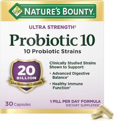 Picture of Nature's Bounty Probiotic 10 Daily Probiotic Supplement, 30 Capsules | For Digestive, Immune, and Upper Respiratory Support, Ultra Strength