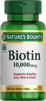 Picture of Nature's Bounty Biotin Hair Skin and Nails Vitamins, 120 Softgels | Supports Healthy Hair, Skin and Nails, 10,000mcg