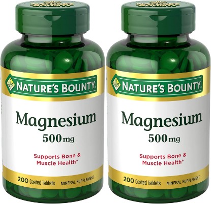 Picture of Nature's Bounty Magnesium Supplements 500mg Tablets, 200 Count | Support Bone & Muscle Health