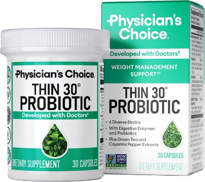 Picture of Physician's CHOICE Probiotics for Weight Management & Bloating, 30ct | 6 Probiotic Strains, Prebiotics, Cayenne, & Green Tea for Gut Health, Bloating Relief, & Weight Management for Women & Men