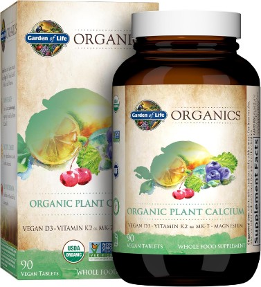 Picture of Garden of Life Calcium Supplement with Magnesium & Organic Vitamin D3 K2, Made from Whole Foods, Gluten-Free, 90 Count | Magnesium & Vitamin D3 K2, Made from Whole Foods, Gluten-Free USDA Organic