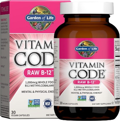 Picture of Garden of Life Vitamin Code Raw B-12 - 30 Capsules, 1,000mcg Whole Food B12 Methylcobalamin for Energy, Vegan Methylcobalamin Vitamin plus Probiotics and Enzymes, Gluten Free Supplements | Vitamin B12 for Digestive, Metabolism, Energy Support - Formula with Probiotics and Enzymes, Non-GMO, Gluten-Free