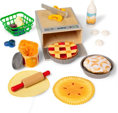 Picture of Melissa & Doug Make and Bake Pies Pretend Play Food Set and Wooden Oven with Squishy Dough for Ages 3+ - FSC Certified