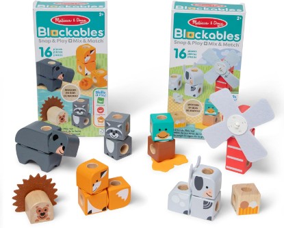 Picture of Melissa & Doug Blockables™ Farm and Woodland 2-Pack Bundle Connectable Wooden Building Blocks Preschool Play Set Toy
