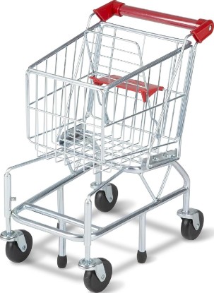 Picture of Melissa & Doug Toy Shopping Cart, Grocery Store Pretend Play Toys with Sturdy Metal Frame & Working Wheels, Toddler Shopping Cart, Preschool Learning Toys for Girls & Boys 3+ | Metal Grocery Cart, Pivoting Wheels, Folding Seat for Dolls, Pretend Play Grocery Toy, Preschool Toys for Kids, Ages 3+