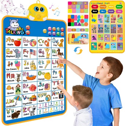Picture of Electronic Alphabet Wall Chart, Kids Learning Toys for Toddlers 1-3 - Blue | Talking ABC, 123s, Music Poster, Interactive Educational Toddler Toy, Birthday Gifts for Age 1 2 3 4 5 Year Old Boys Girls