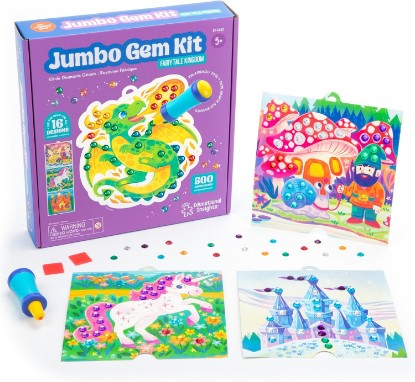 Picture of Educational Insights Jumbo Gem Kit - DIY Crafts for Kids Ages 4-8, Mess Free Toddler Arts and Crafts, Diamond Painting Kits for Kids 5-7, Beginner Paint By Gem Art Kits, Sticker Diamond Craft Kit