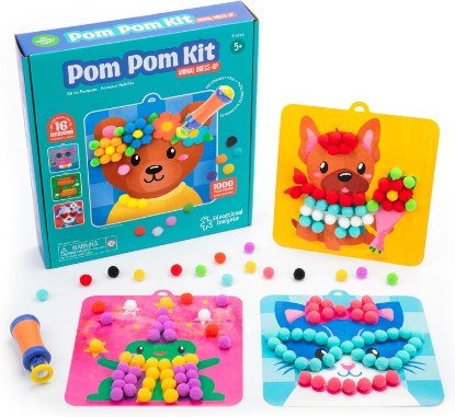 Picture of Educational Insights Pom Pom Kit: Animal Dress Up - Arts and Crafts for Kids 4-6, DIY Arts & Crafts Kits, Kids No Mess Activities, Preschool and Kindergarten Crafting Set, Toddler Craft Supplies