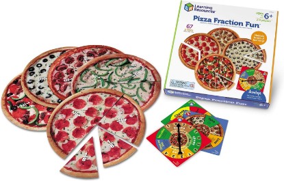 Picture of Learning Resources Pizza Fraction Fun Game, 13 Fraction Pizzas, 67 Piece Game, Ages 6+
