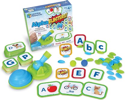 Picture of Learning Resources Alphablasters Letter and Spelling Game - 85 Pieces, Ages 4 and Up Toddler Preschool Learning, Educational Indoor Games, Preschool Alphabet, Toddler Brain Games