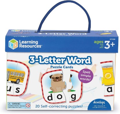 Picture of Learning Resources 3-Letter Word Puzzle Cards, Kindergarten Readniness, Self Correcting Puzzles, Ages 3+