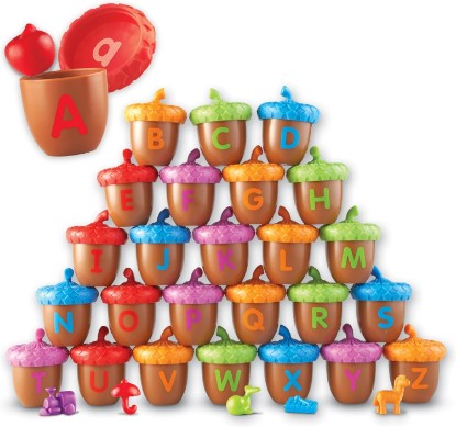 Picture of Learning Resources Alphabet Acorns Activity Set - ABC Puzzle, Preschool Learning Activities, Speech Therapy Materials, Manipulatives for Preschoolers, Fine Motor Skills