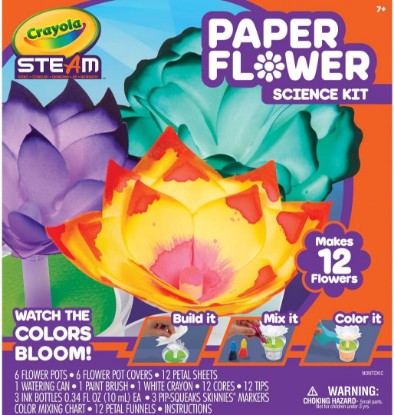 Picture of Crayola Paper Flower Science Kit, Color Changing Flowers, Gift for Kids Ages 7, 8, 9, 10