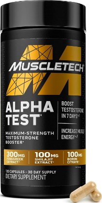 Picture of MuscleTech Testosterone Booster for Men, AlphaTest, T-Boost Mens Supplement | Tribulus Terrestris & Boron - Daily Male Gym Workout Supplements for Muscle Growth, Stamina, & Energy - 120 Pills