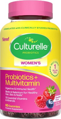 Picture of Culturelle Womens Probiotic + Multivitamin Gummies, Mixed Berry, 60 Ct | Multi-Strain Probiotics + Biotin & Selenium For Digestive, Immune, Hair, Skin, Nails*, 1B CFUs, 16 Vitamins & Minerals