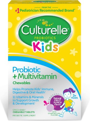 Picture of Culturelle Kids Probiotic + Complete Multivitamin Chewables, 30 Count | Lactobacillus rhamnosus GG Strain, 5B CFUs Daily, 11 Vitamins & Minerals, Digetsive & Gut Health Support*