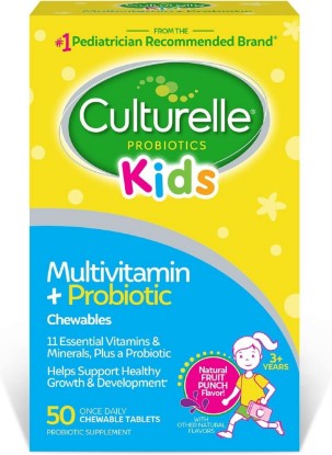 Picture of Culturelle Kids Multivitamin + Probiotic Chewable, Ages 3+, 50 Count | From the #1 Pediatrician-Recommended Brand± Promotes Digestive, Oral, Immune Health* with 11 Vitamins & Minerals, Fruit Punch