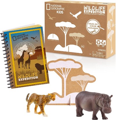 Picture of National Geographic Kids Activity Journal Set Includes Realistic Animal Toy Figures, Level 1 Reading Fact Book, Packaging from Recycled Material, Kids Toys for Ages 3 Up, Amazon Exclusive