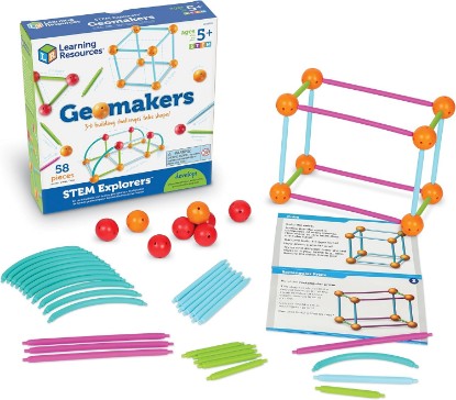 Picture of Learning Resources STEM Explorers Geomakers - 58 Pieces, Ages 5+ STEM Toys for Kids, Kindergartner Learning Toys, Shapes for Kids